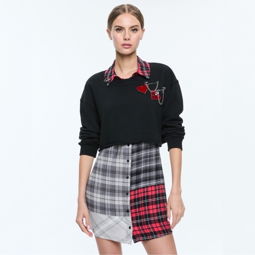 Alice + Olivia Charis Mixed Plaid Mini Dress Small